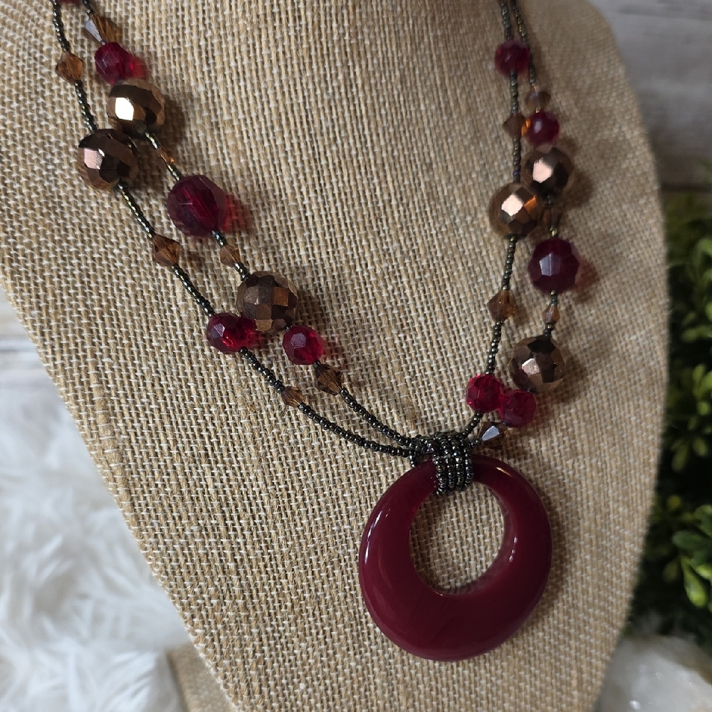Lia Sophia Elegant Burgundy Beaded Necklace
